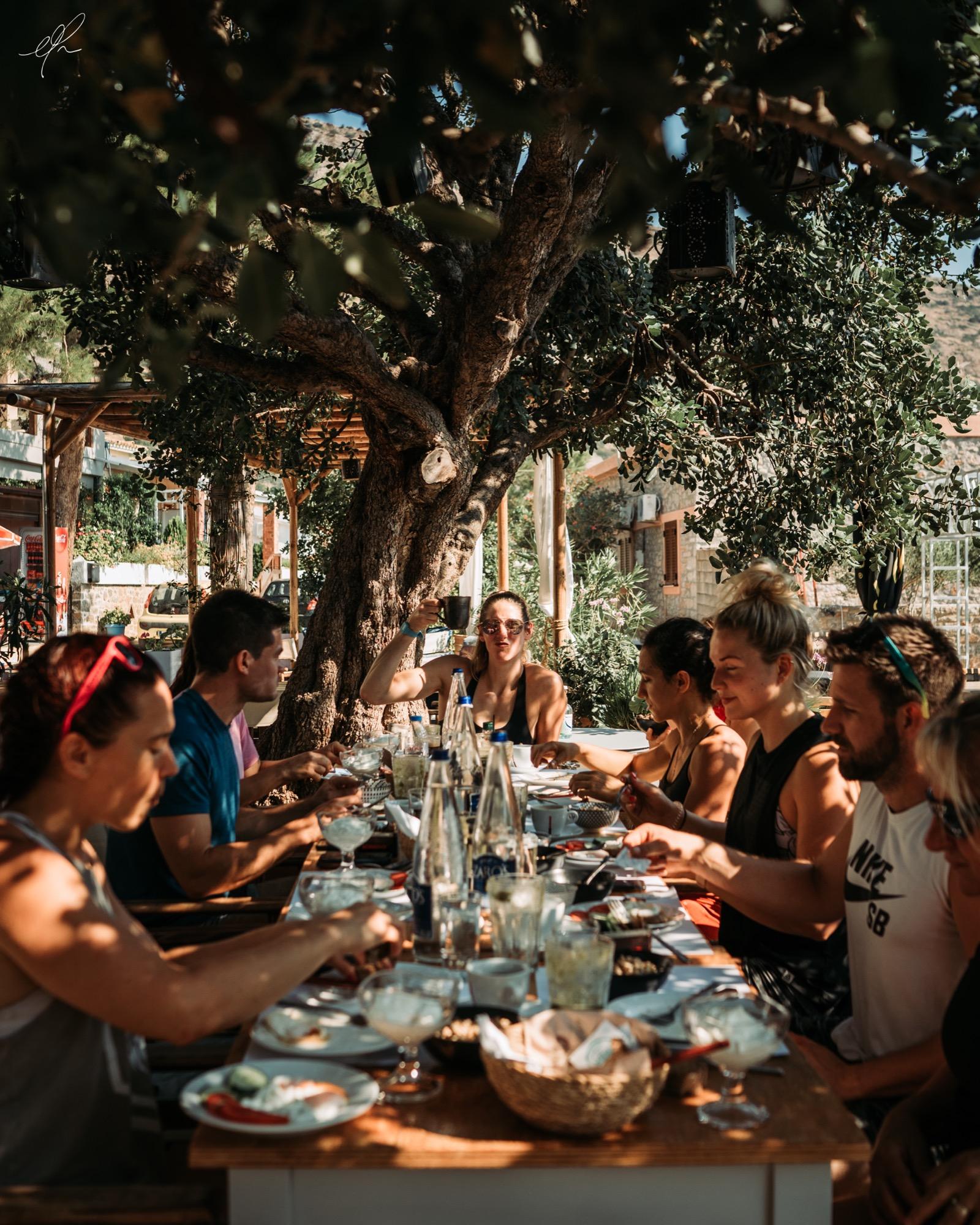The long table under the trees